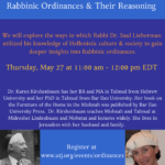 Rabbinic Ordinances & Their Reasoning