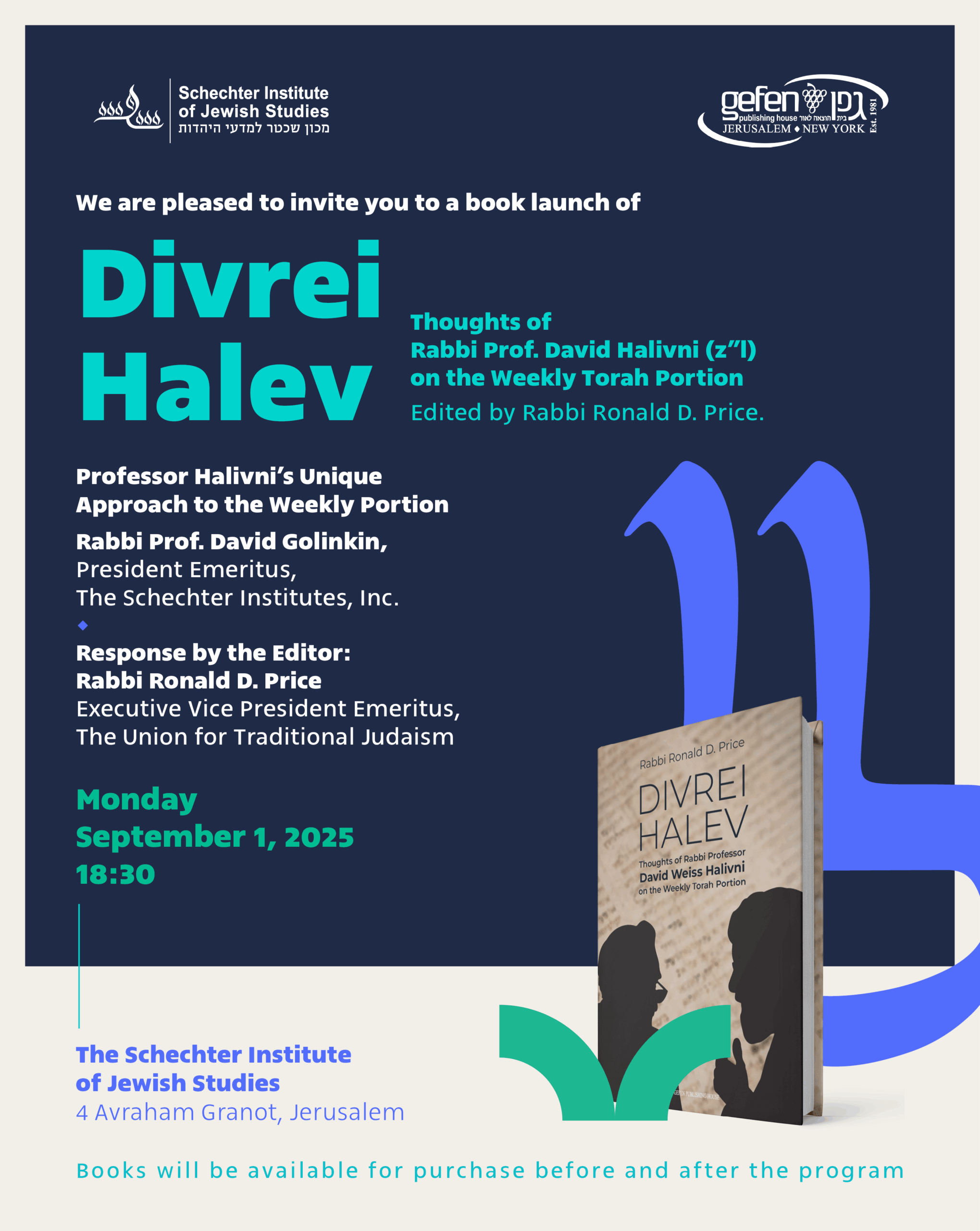 Jerusalem Book Launch for Divrei Halev: Thoughts of Rabbi Professor David Weiss Halivni on the Weekly Torah Portion