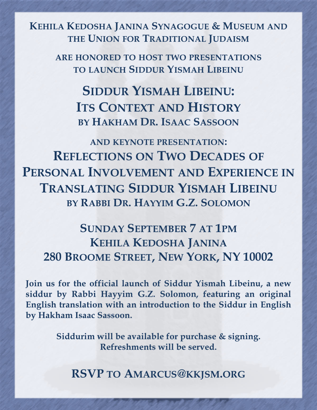 Launch of Siddur Yismah Libeinu
